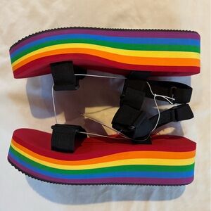 NWT Rainbow Platform Foam Shoes, Size M10, W12, Pride